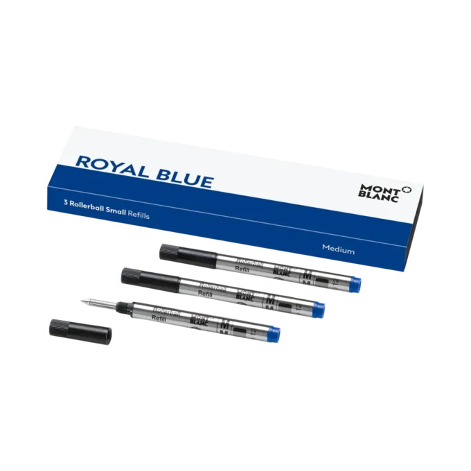3 recharges Rollerball Small, bleu royal – Medium