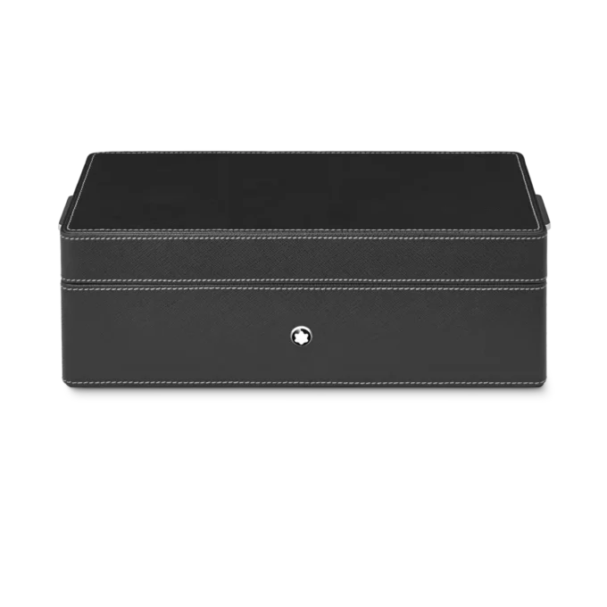 Boîte de bureau en cuir pour trois instruments d&rsquo;écriture et un flacon d&rsquo;encre