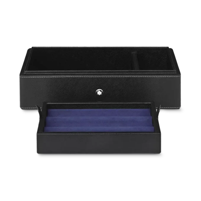 Boîte de bureau en cuir pour trois instruments d&rsquo;écriture et un flacon d&rsquo;encre