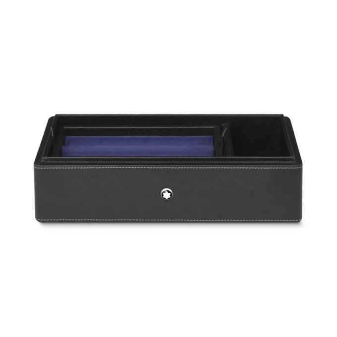 Boîte de bureau en cuir pour trois instruments d&rsquo;écriture et un flacon d&rsquo;encre