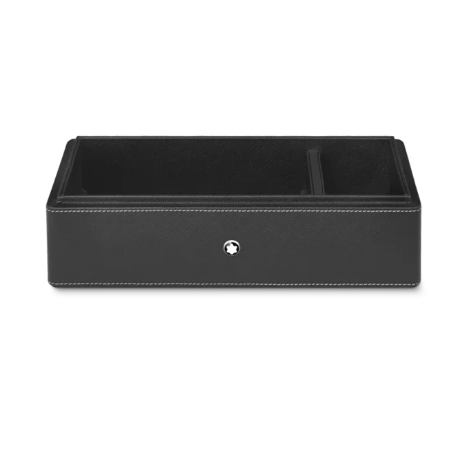 Boîte de bureau en cuir pour trois instruments d&rsquo;écriture et un flacon d&rsquo;encre