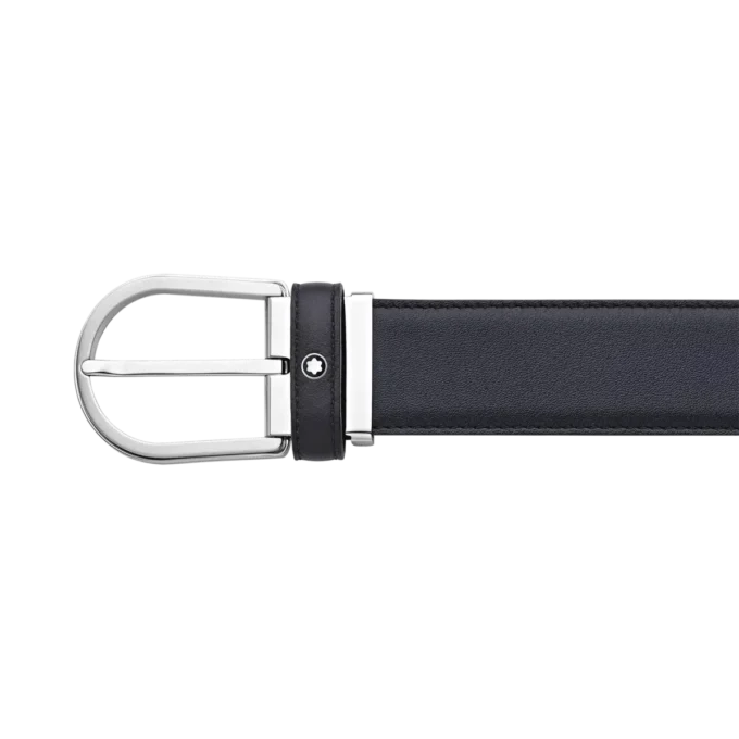 Boucle en fer à cheval bleue Ceinture en cuir 35 mm