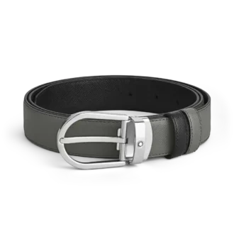 Boucle en fer à cheval Medium/noir 30 mm, sangle en cuir réversible