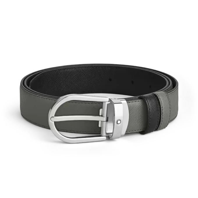 Boucle en fer à cheval Medium/noir 30 mm, sangle en cuir réversible