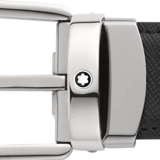 Boucle en fer à cheval noire/bleue Ceinture en cuir réversible 30 mm