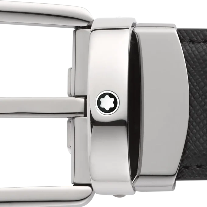 Boucle en fer à cheval noire/bleue Ceinture en cuir réversible 30 mm