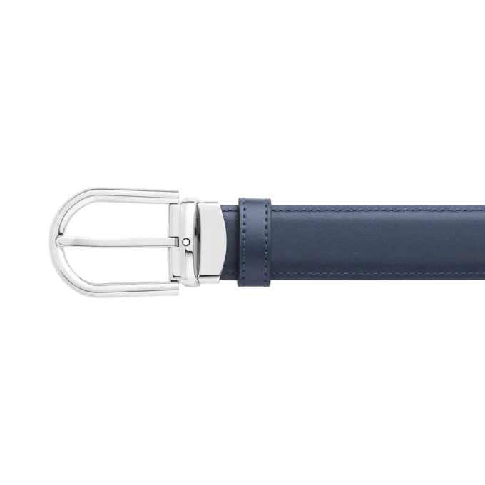 Boucle en fer à cheval noire/bleue Ceinture en cuir réversible 30 mm