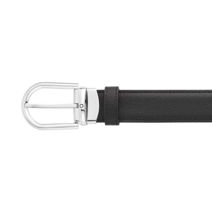 Boucle en fer à cheval noire/bleue Ceinture en cuir réversible 30 mm