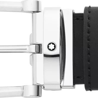 Boucle en fer à cheval noire/bleue Ceinture en cuir réversible 35 mm