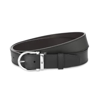 Boucle en fer à cheval noire/marron Ceinture en cuir réversible 35 mm