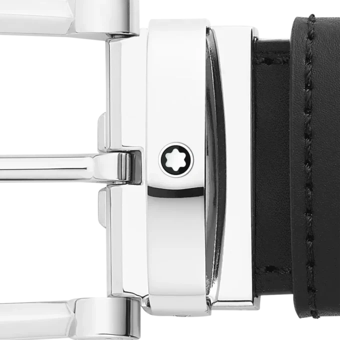 Boucle en fer à cheval noire/marron Ceinture en cuir réversible 35 mm