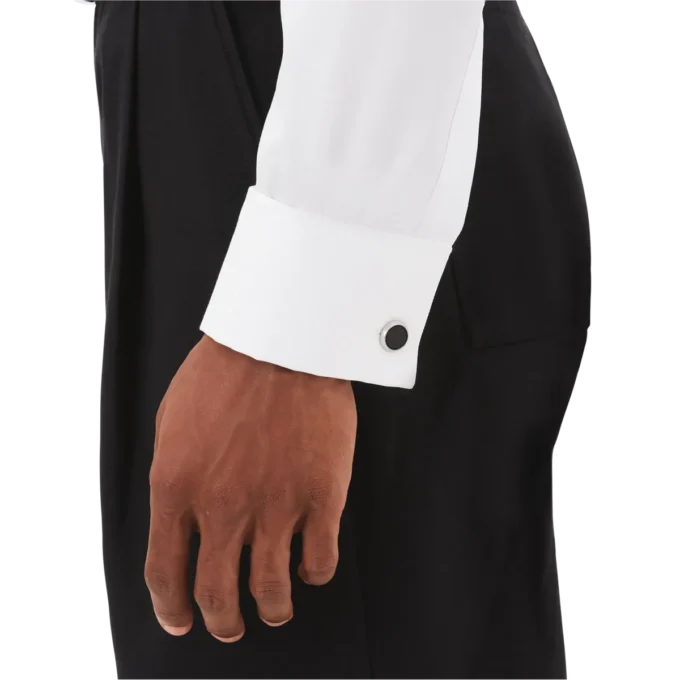 Boutons de manchette ronds en acier inoxydable avec incrustation à motif carbone