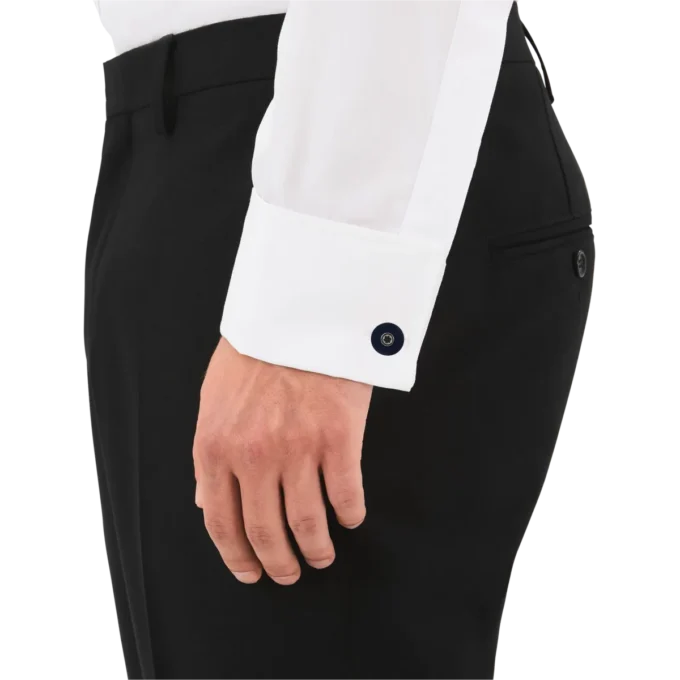 Boutons de manchette ronds en acier inoxydable avec résine bleue