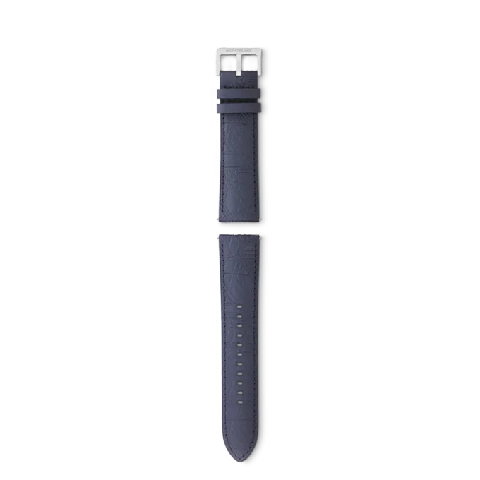 Bracelet en cuir de veau bleu avec boucle ardillon grise