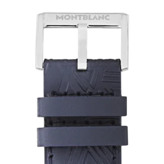 Bracelet en cuir de veau bleu avec boucle ardillon grise