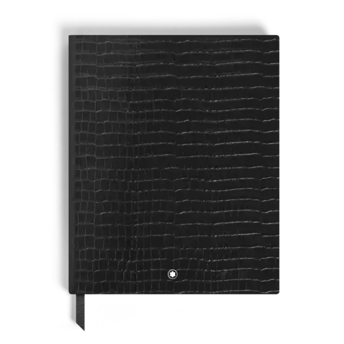 Carnet de notes grand format, cuir gaufré croco, noir – Pages lignées