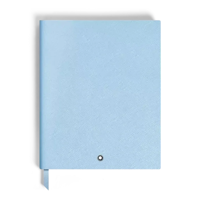 Carnet de notes grand format, cuir Saffiano, bleu pâle – Pages lignées