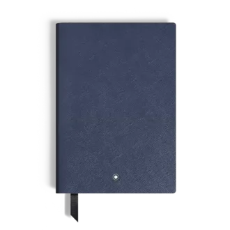 Carnet de notes moyen, cuir Saffiano, bleu – Pages lignées