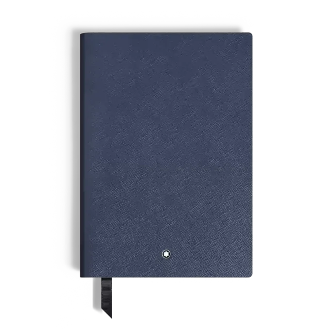 Carnet de notes moyen, cuir Saffiano, bleu – Pages lignées