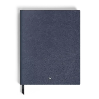 Carnet grand format, cuir Saffiano, bleu – Pages lignées