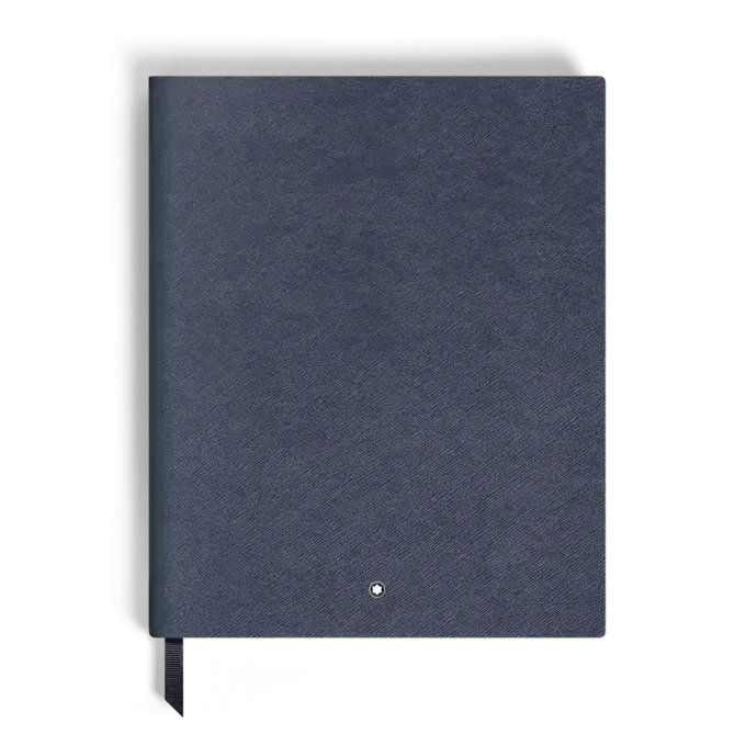 Carnet grand format, cuir Saffiano, bleu – Pages lignées