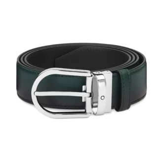 Ceinture en cuir 35 mm avec boucle en fer à cheval sfumato vert britannique