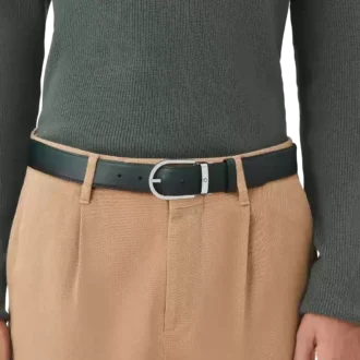 Ceinture en cuir 35 mm avec boucle en fer à cheval sfumato vert britannique