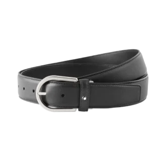 Ceinture en cuir gris 35 mm avec boucle en fer à cheval