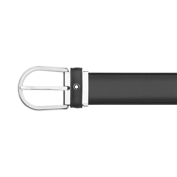 Ceinture en cuir gris 35 mm avec boucle en fer à cheval