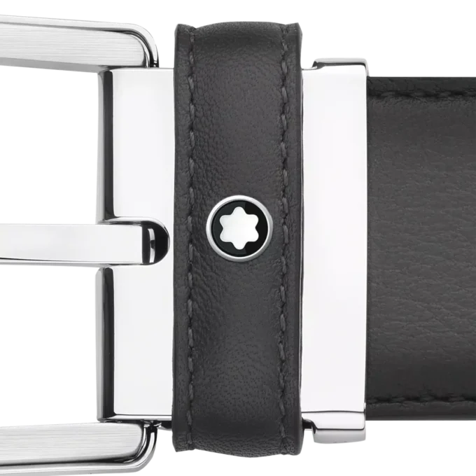 Ceinture en cuir gris 35 mm avec boucle en fer à cheval