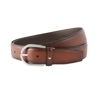Ceinture en cuir marron 35 mm avec boucle en fer à cheval