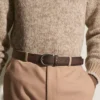 Ceinture en cuir marron 35 mm avec boucle en fer à cheval