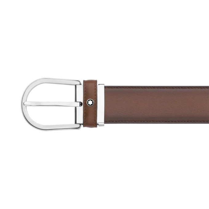 Ceinture en cuir marron 35 mm avec boucle en fer à cheval