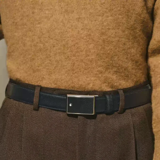 Ceinture en cuir noir 30 mm