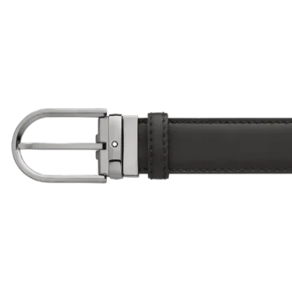 Ceinture en cuir noir 35 mm avec boucle en fer à cheval