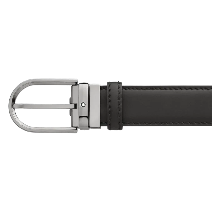 Ceinture en cuir noir 35 mm avec boucle en fer à cheval