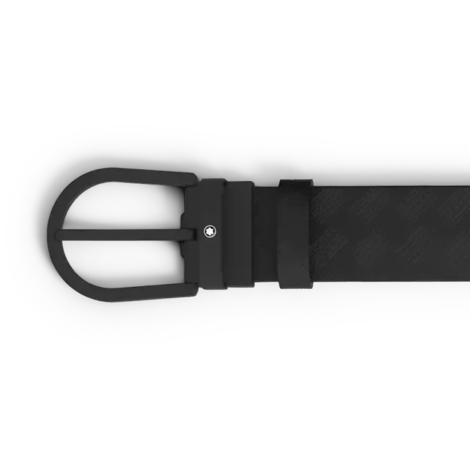 Ceinture en cuir noir 35 mm avec boucle en fer à cheval