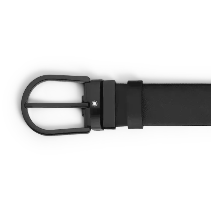 Ceinture en cuir noir 35 mm avec boucle en fer à cheval