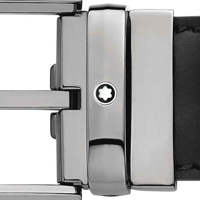 Ceinture en cuir noir 35 mm avec boucle en fer à cheval