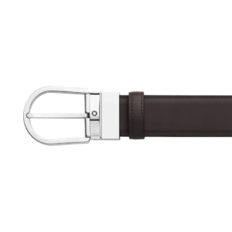 Ceinture en cuir noir/beige 35 mm avec boucle en fer à cheval