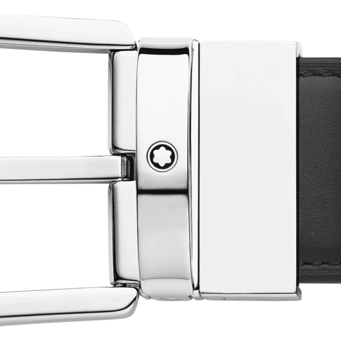 Ceinture en cuir noir/beige 35 mm avec boucle en fer à cheval