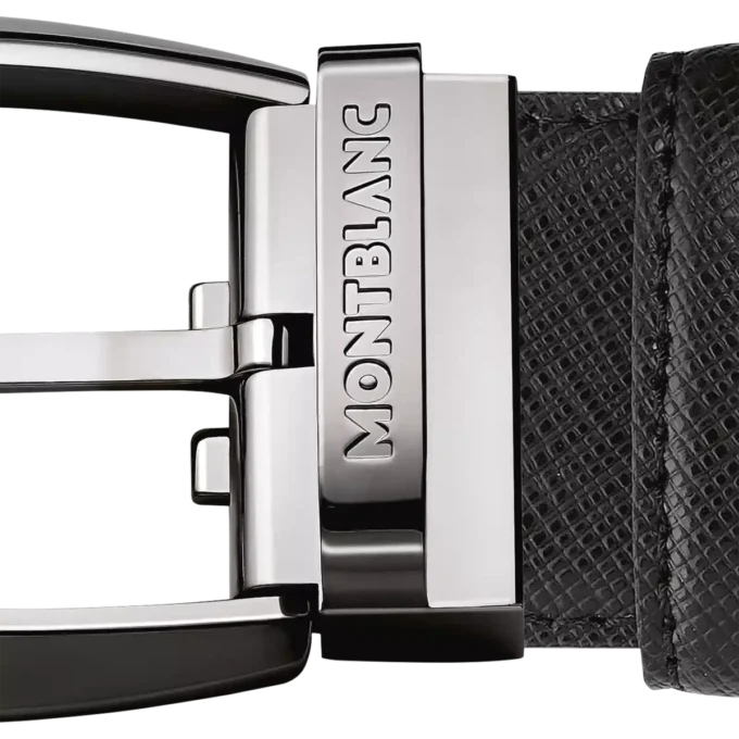 Ceinture en cuir noir de 35 mm