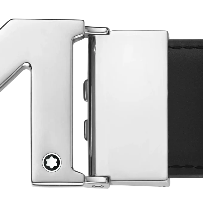 Ceinture en cuir réversible noire à boucle M, 35 mm