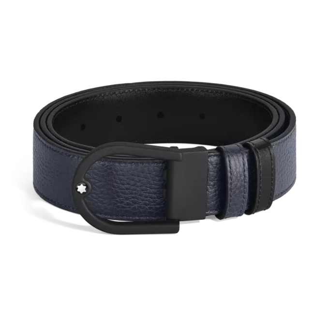 Ceinture réversible à boucle en fer à cheval 35 mm en cuir grainé