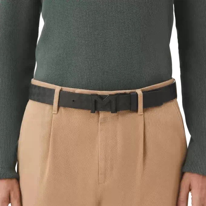 Ceinture réversible en cuir 35 mm avec boucle M Extreme 3.0 noire/noire unie