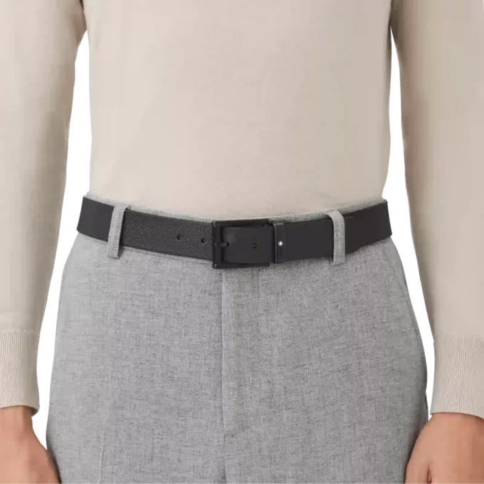 Ceinture réversible en cuir bleu/noir 35 mm