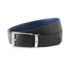 Ceinture réversible en cuir noir/bleu 35 mm