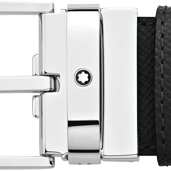 Ceinture réversible en cuir noir/bleu 35 mm