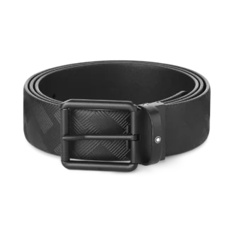 Ceinture réversible en cuir noir imprimé/noir uni 35 mm