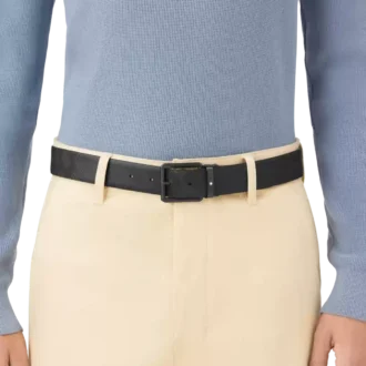 Ceinture réversible en cuir noir imprimé/noir uni 35 mm